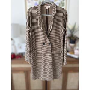 Philosopy Houndstooth Double Breasted Long Trench Coat Brown Womens Size Small